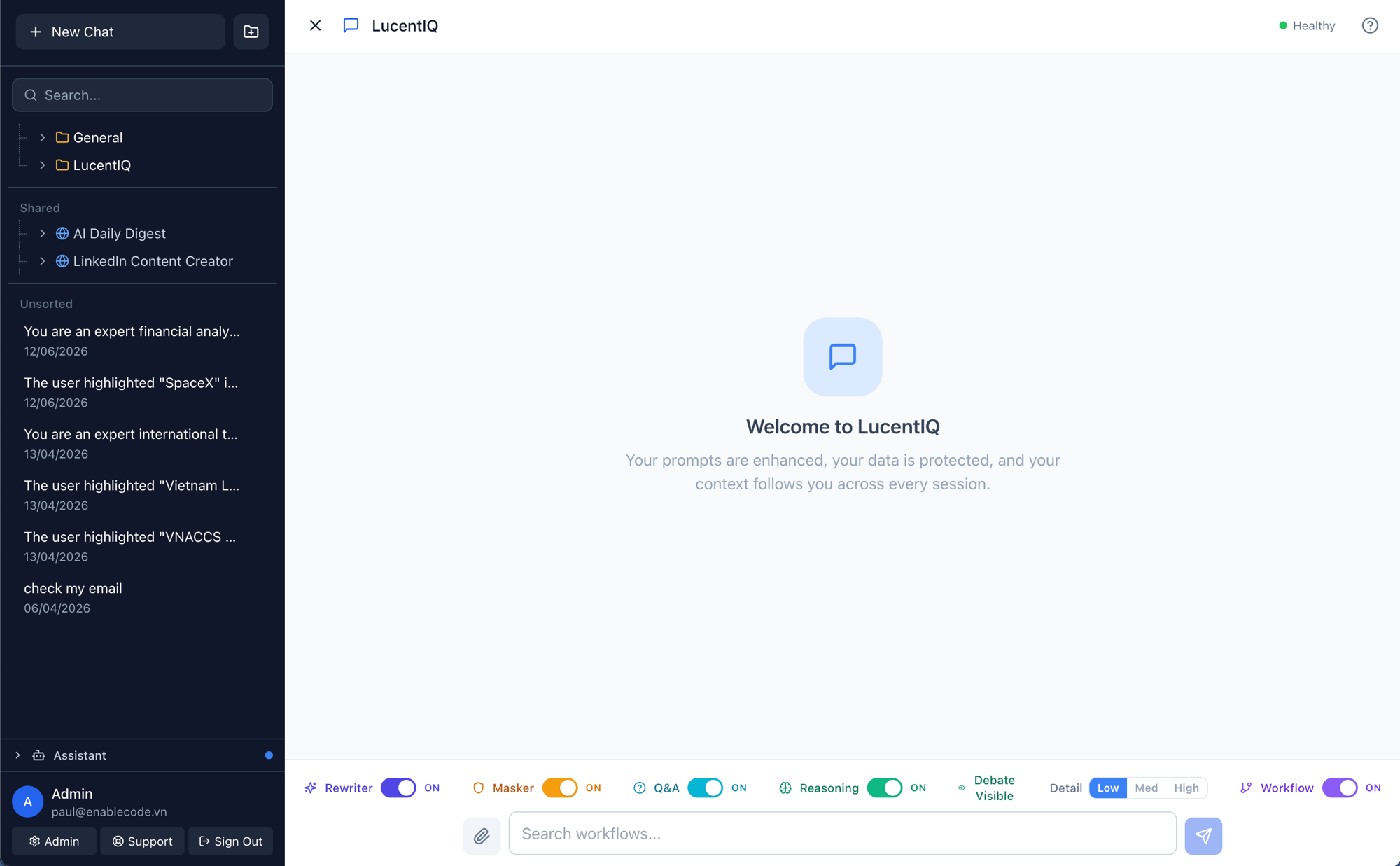 LucentIQ enterprise AI assistant
